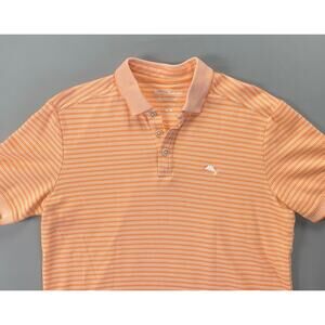 Tommy Bahama Island Zone Supima Cotton Pique Polo Shirt. Orange Stripe, M. MINT!
